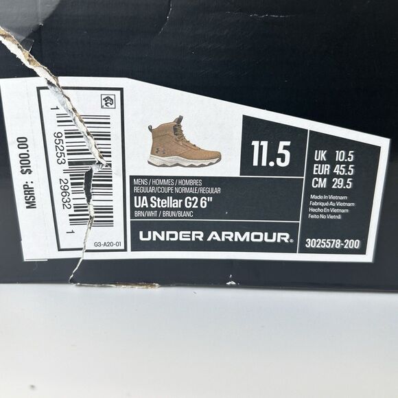 Under Armour UA Stellar G2 6" Tactical Boots Hiking Brown Size 11.5 3025578-200 - Picture 6 of 7